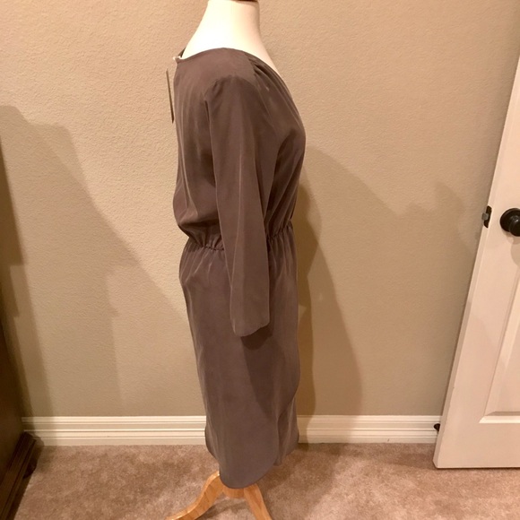 Everly Dove Gray V-Neck Dress - Picture 4 of 8